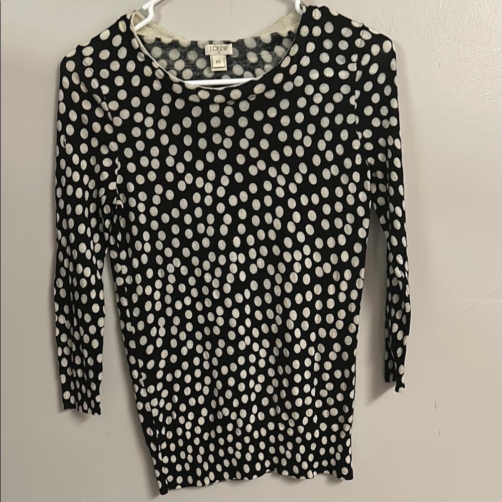 J. Crew Black and White Ribbed Fitted Sweater